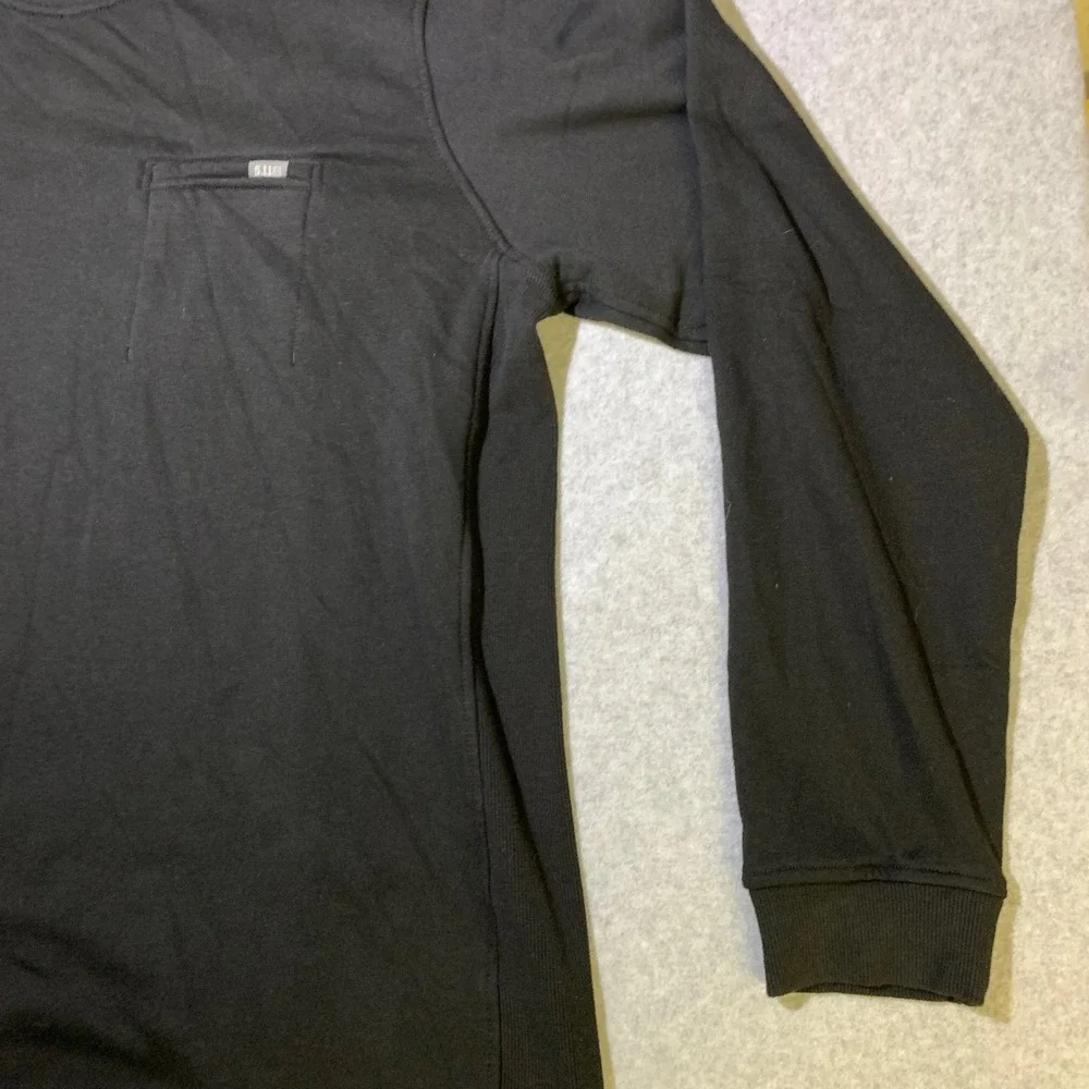 5.11 Tactical Sweatshirt Mens‎ 2XL Black Chest Pocket Crewneck Fleece Lined